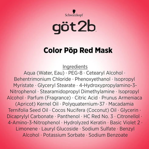 Got2B Color Pop Semi-Permanent Hair Color Mask, Red, 5.1 oz...