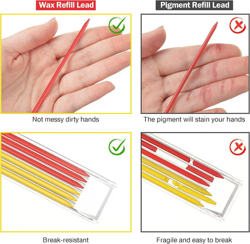 2.8 mm Pencil Refills for Carpenter Mark Pencils, Solid Deep Hole Mechanical Construction Pencil Replacements, Pencil Refills for Woodworking Scri...