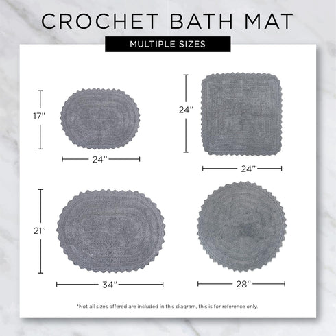 DII Crochet Collection Reversible Bath Mat, Round, 27.5" Diameter, Gray...