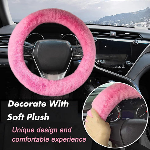 Fluffy Car Steering Wheel Cover,Steering Wheel Cover for Women Soft Plush Steering Wheel Cover Fashion Car Interior Decor Accessories Suitable for...