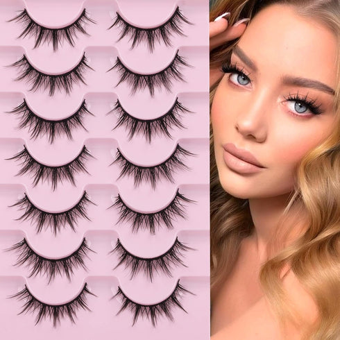 Manga Lashes Natural Look False Eyelashes Anime Lashes Mink Wispy Fluffy Spiky 3D Volume Eyelashes Pack Korean Japanese Asian Cosplay Fake Eyelash...