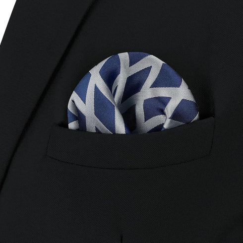 S&W SHLAX&WING Pocket Square for Men Satin Woven Rhombic Checkered Blue Grey for Party Prom...