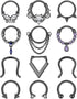 YADOCA 12Pcs 16G Septum Rings Surgical Steel Dangle Septum Piercing Jewelry for Women Septum Clicker Nose Rings Hoop CZ Horseshoe Cartilage Helix ...