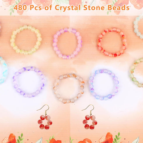 480pcs 8mm Glass Beads for Jewelry Making Bracelet Kit with 24 Colors Candy Style Perfect Beading Supplies for Bracelet Making and DIY Jewelry...