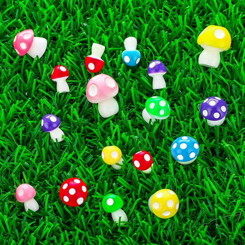50 Pcs Bulk Cute Tiny Mushrooms, Colourful Mini Figurines Little Mushroom Mushroom Model Decoration Indoor Outdoor Decor Garden Mushroom Landscape...