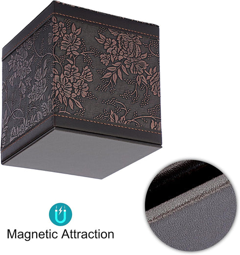 Sumnacon Square Leather Tissue Box Cover - Stylish Cube Tissue Box Holder with Magnetic Bottom, Decorative PU Tissue Box for Vanity Dresser Night ...