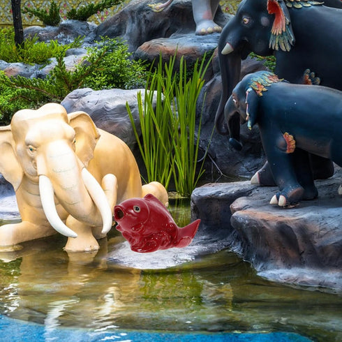 HOMSFOU Carp Shape Water Fountain Ceramic Fish Fountain Spitter Water Feature Garden Fish Statue Water Spray Sprinkler Circulating Waterfall Fish ...