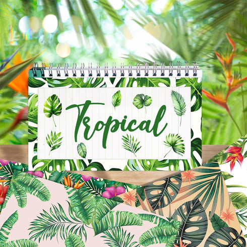 24 Sheets Tropical Plants Pattern Paper Set, 12"x12" Tropical Palm Leaves Patterned Cardstock Paper Tropical Flowers Scrapbooking Supplies Paper O...