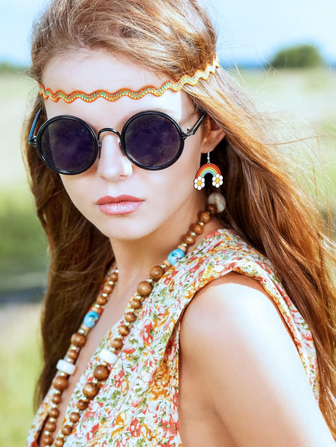 16 Pairs Groovy Hippie Acrylic Earrings Retro Boho Earrings Set for Women Rainbow Daisy Butterfly Flower Vacation Earrings Women's Drop and Dangle...