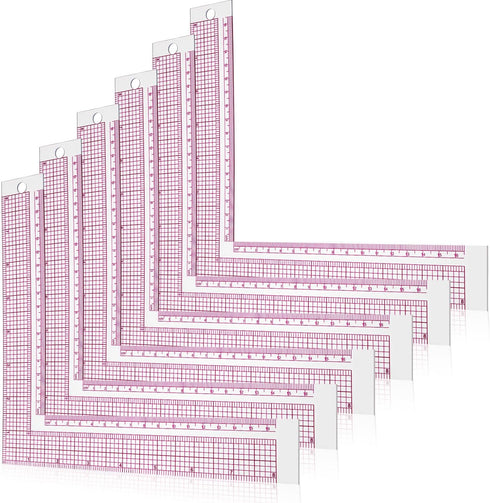 4 Pieces Plastic Sewing Ruler L Shaped Ruler Right Angle Ruler Sewing Measure Tailor Ruler Clear Sewing Ruler for Tailor Craft Tool Drawing Measur...