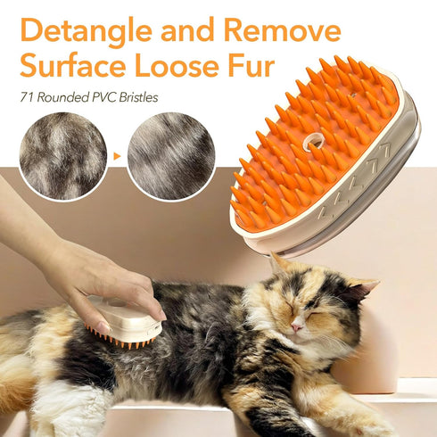 4-in-1 UV Spray Massage Grooming Brush, Bulit-in Cat Moss Lamp, Nano Spray Steam Brush for Removing Loose Fur, Water Brush for Long or Short Haire...
