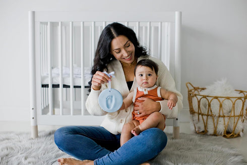 Pearhead Babyprints Baby's First Handprint or Footprint Ornament Kit, Easy No-Bake DIY Clay Impression, Christmas Baby Keepsake Gift, Blue...
