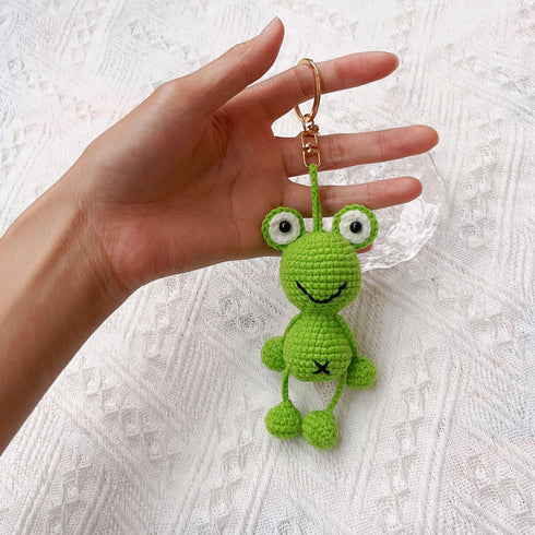 Handmade Cartoon Frog Animal Keychain, 1 Count, Green...