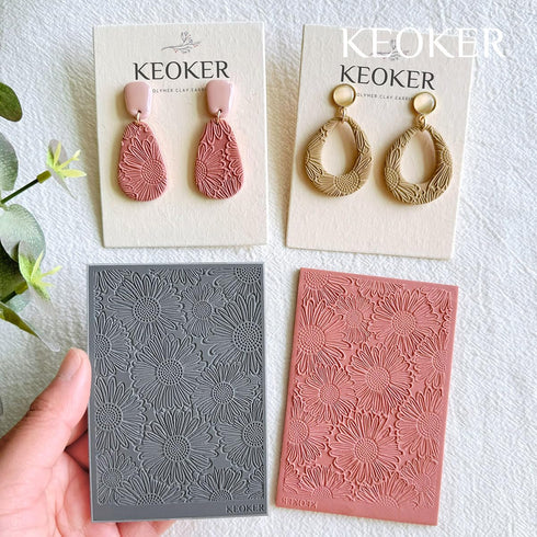 KEOKER Polymer Clay Texture Sheets, Clay Texture Mat for Making Earrings Jewerly, Polymer Clay Earrings Tools (A+B+C)...