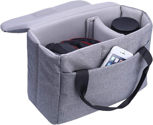BOMKEE Camera Inserts Protective Bag Padded Insert Camer Cube Water Resistant DSLR SLR Case Foldable Liner for Sony,Canon,Nikon,Olympus Camera Len...