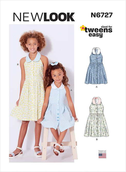 New Look Easy Children's and Girls' Sun Dress Sewing Pattern Kit, Code N6727, Sizes 3-4-5-6-7-8-10-12-14, Multicolor...