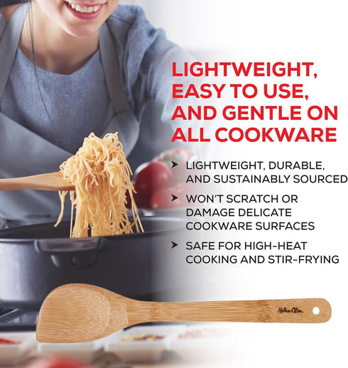 Helen’s Asian Kitchen Left-Handed Natural Bamboo Stir Fry Spatula and Cooking Utensil, 13-Inch...