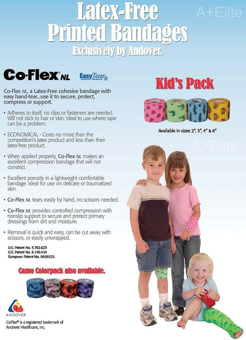 ANDOVER CO-FLEX NL 2x5Yds Tan Flesh 3-PACK Cohesive Flexible Elastic Latex Free Bandage Compression Self Adherent Wrap Adults Children Animals Pet...