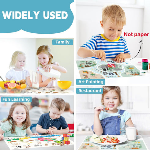 Disposable Placemats for Baby,Artistic 40 Pack Stick on Placemats with 2 Designs:Cute Zoo and Alphabet ABC,Baby Toddler Placemats for Restaurant,T...
