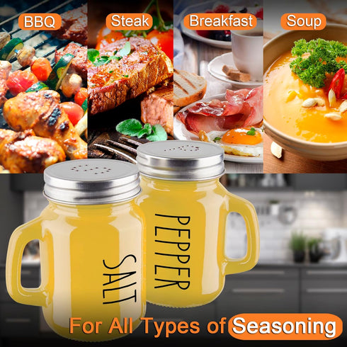 Yellow Salt and Pepper Shakers Set - Yellow Kitchen Decor and Accessories for Home Restaurants Wedding - Glass Salt and Pepper Set for Cooking Tab...