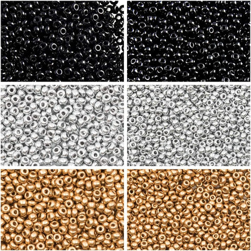 Rocailles Preciosa, Czech Round Glass Seed Beads. Two sizes: 9/0, 11/0. Three colors. Total 120 gr (4.2 oz). Jewelry Making Kit....
