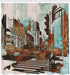 Ambesonne Grunge Shower Curtain, Urban Cityscape Contemporary Abstract Acrylic Paint Style Brush Strokes, Cloth Fabric Bathroom Decor Set with Hoo...
