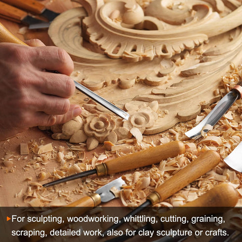 12pcs Wood Carving Knife Set Big/Mid/Small 65# Manganese Steel Hand Carving Tools Wood Chisels for Sculpting Woodworking...