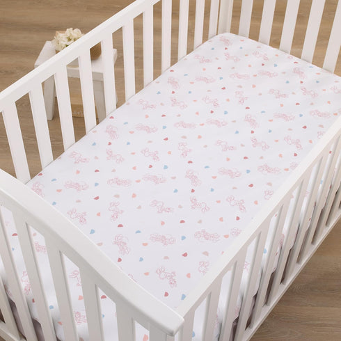 Disney Minnie Mouse White, Light Blue, and Peach with Daisy Duck Super Soft Nursery Fitted Crib Sheet...
