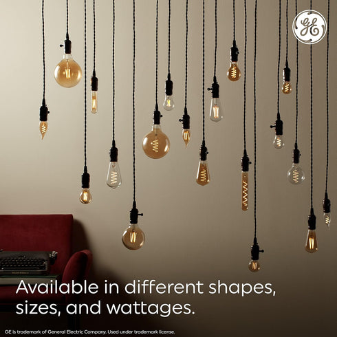 GE Vintage Style LED Light Bulb, 40 Watt, Amber Finish, G25 Globe Bulb (1 Pack)...