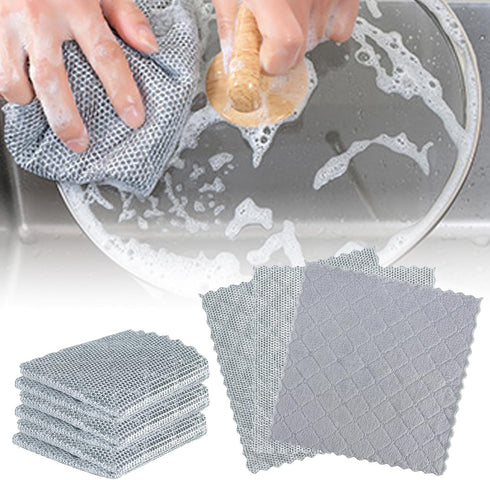 3pcs Upgraded Wire Dishwashing Rag for wet and dry, cleaning rags,Wire on one side and microfiber cleaning cloth on The other,2024 Non Scratch wir...