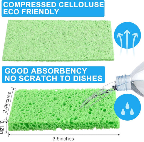 Kitchen Sponge Natural Sponges for Dishes Compressed Wood Pulp Sponges for Cleaning Sponge Without Scratching for Kitchen Bathroom, 3.9 x 2.4 x 0....
