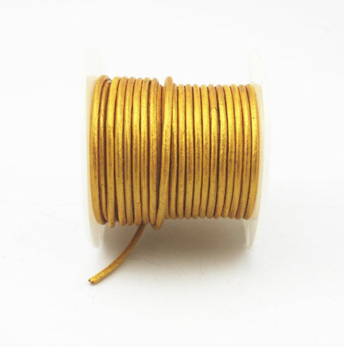 Glory Qin Soft Round Genuine Jewelry Leather Cord Leather Rope (Gold 2mm 10 Yards)...