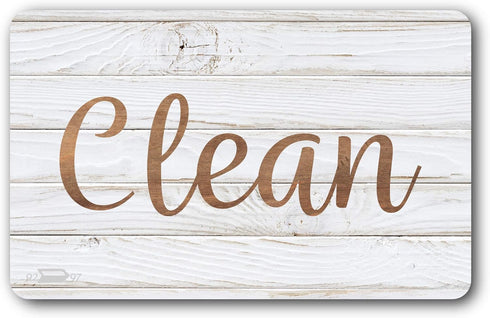 Dark Brown & White Wood Clean Dirty Magnet for Dishwasher, Reversible Dishwasher Magnet Clean Dirty Sign, Magnetic Dish Washer Sign Indicator, Far...