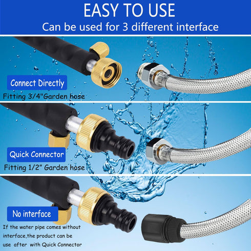 Jet Nozzle High Pressure Hose Nozzle for Garden, Jetnozzle 2-in-1 High Pressure Power Washer for House,Hose with 2 Different Nozzles and Hose Quic...
