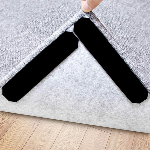 Rug Stopper, 16 Pcs Double Sided Non Slip Reusable Rug Stopper, Washable Rug Tape for Hardwood Floors, Tile Floors, Carpets, Floor Mats, Wall (Bla...