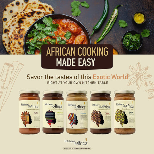 Kitchens of Africa Yassa Signature Onion Sauce (12 oz Jar) African Simmer Sauce with Caramelized Onions, Dijon Mustard, Exotic Spice Blend and Lim...