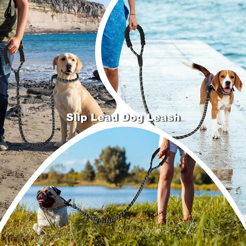 Slip Lead Dog Leash, 6 FT x 1/2'' Heavy Duty Dog Leash for Large Dogs That Pull with Padded Handle & Highly Reflective Threads, No Pull Dog Traini...