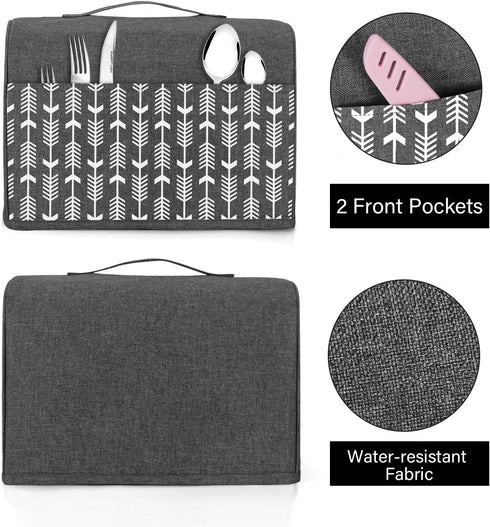 Yarwo 2 Slice Toaster Cover with Pockets and Top Handle, Nylon Toaster Cover Fits for Most Standard 2 slice Toasters, Gray with Arrow...