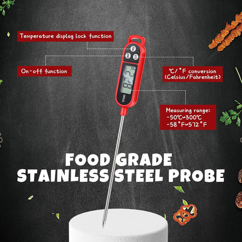 6 Pcs Meat Thermometer Food Thermometer with Probe Water Liquid Instant Read Digital Thermometer Cooking Thermometer Supplies BBQ Kitchen Thermome...