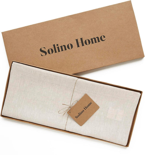 Solino Home Linen Table Runner 48 Inches - 100% Pure Linen Light Natural Table Runner 14 x 48 Inch Ideal for Dresser and Coffee Tables - Summer, F...