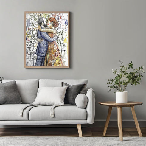 Posterizer 1 pcs-hugs and kisses-sweet couple's art-Valentine's day inspired -1-Romantic Art-Holiday Poster-Gift for Couples boyfriend girlfriend ...