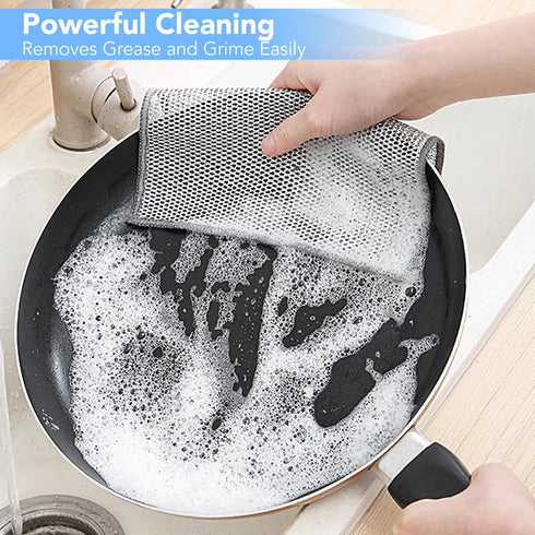 7 Pcs Non Scratch Wire Dishcloth & Wire Brush, Multipurpose Wire Dishwashing Rags for Wet and Dry, New Upgrade Wire Dishwashing Rag, Powerful Clea...