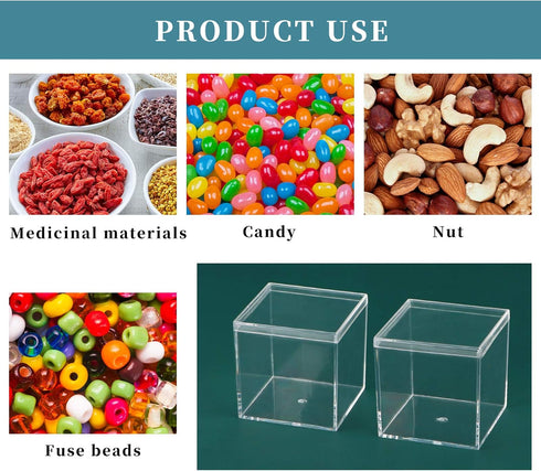dedoot Clear Acrylic Boxes with Lid, 4 Pack 3.3x3.3x3.3 Inch Clear Acrylic Plastic Square Cube Small Acrylic Storage Containers for Favors, Sweets...