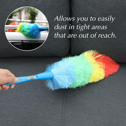 Rainbow Static Duster 24inch Reusable Microfiber Electrostatic Dusters with 2 Beandable and Washable Duster Head for Cleaning Home, Office, Car...