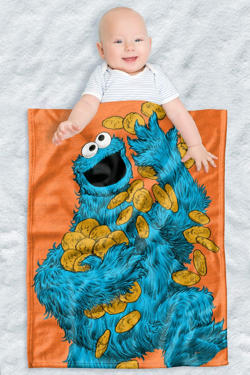 LOGOVISION Sesame Street Lightweight Baby Blanket, 30"X40", Cookie Monster Painted Unisex for Infants Girls & Boys...