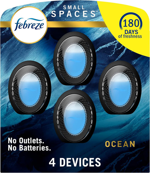 Febreze Small Spaces, Plug in Air Freshener Alternative for home, Odor Fighter Air Freshener, Ocean Scent,25 fl. oz, Pack of 4...