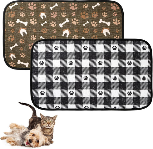 Dog Food Mats, Pet Bowl Mats, Super Absorbent and Dry, Prevents Spills, Non-Slip Design, Easy to Wash Machine Washable 14''x24'' (2 Pack)...