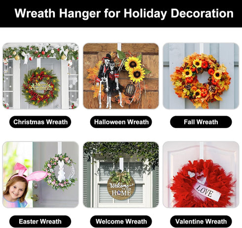 Wreath Hanger,Adjustable Length 14.9-25 Inch Metal Door Hanger,Wreath Hanger for Front Door 20 lbs Larger Christmas Wreaths Decorations HookWhite...