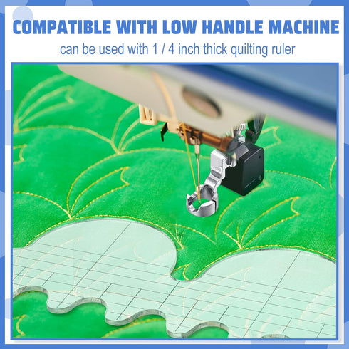 2 Pieces Low Shank Ruler Quilting Foot for Free Motion 1/4 Inch Thick Rulers, Ruler Quilting Pressure Foot Compatible with Singer Brother Kenmore ...