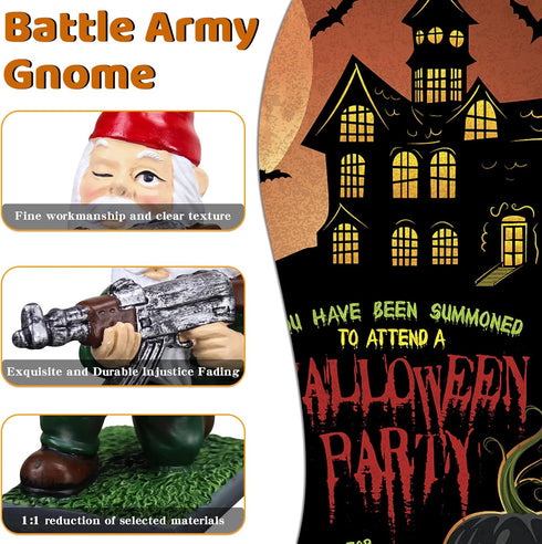 Military Gnomes Funny Army with Guns AK47 Garden Decor Outdoor Statue Figurines Lawn Yard Decoration Resin (B)...